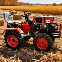 Mini tracteur cultivateur 4x4 à quatre roues motrices, 15 chevaux, démarrage électrique, petite roue, produit d'exportation avec composant moteur principal