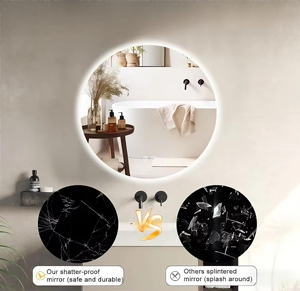 LED dairesel akıllı aydınlık banyo aynası duvara monte makyaj aynası - Product Image 2