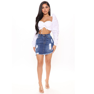 Deat — <span class=keywords><strong>jupe</strong></span> <span class=keywords><strong>en</strong></span> Denim décontractée à <span class=keywords><strong>taille</strong></span> <span class=keywords><strong>haute</strong></span>, vêtement d'été bleu clair, Mini <span class=keywords><strong>jupe</strong></span> crayon, effet délavée, Sexy avec poches, E622 - Product Image 1
