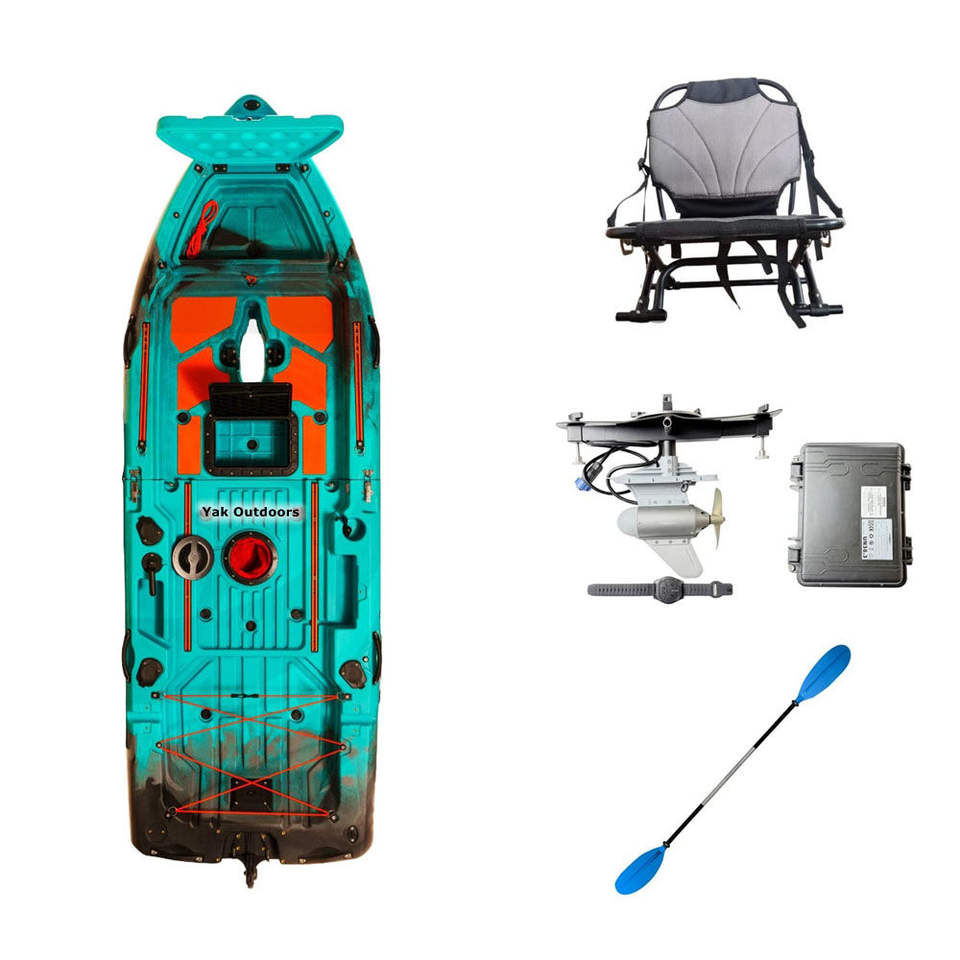 2025 New Modular 9ft Wide Stable Motorized Kayak Easy Store Plastic Fishing Kajak With Pedal Drive 3 Person Capacity