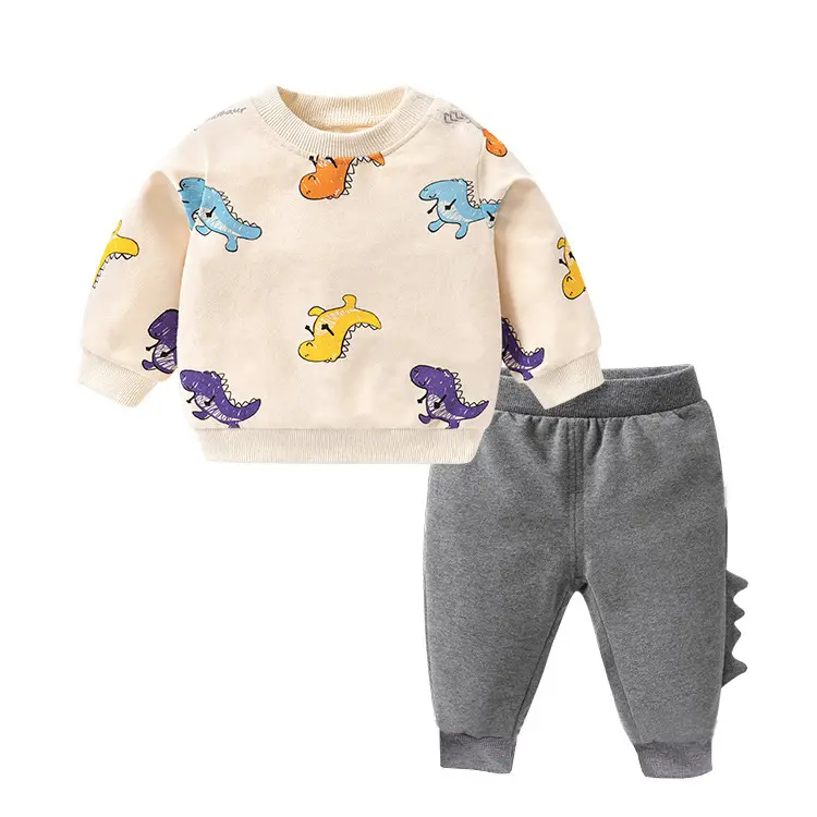 wholesale baby clothing 2 pieces Autumn long sleeves Dinosaur pattern baby boys' clothing sets