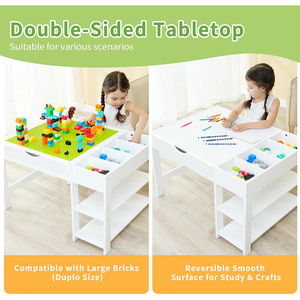 Mesa de Bloques de Construcción Multifuncional 4 en 1, Mesa de Actividades para Niños con Ladrillos Grandes de <span class=keywords><strong>Lego</strong></span> para Niños Pequeños - Product Image 2
