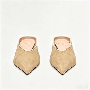 Mules personnalisées en daim à bout pointu et talon chaton, élégantes, à enfiler, sans bride arrière, pour femmes, décontractées ou de bureau - Product Image 2