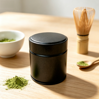 Prix de gros – Boîtes à thé matcha réutilisables en métal, capacité 50g, rondes, portables et hermétiques pour poudre de matcha – MOQ 200 pièces