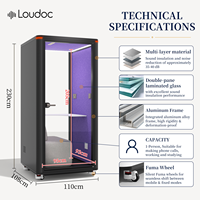 Cabine téléphonique insonorisée, Pod de bureau, Cabine acoustique, Cabine de bureau insonorisée individuelle, Modulaire personnalisable, LED, pour entrepôt et centre commercial