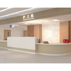 Bureau d'accueil en bois en forme de U pour clinique hospitalière européenne, mobilier de réception pour clinique médicale - Product Image 1