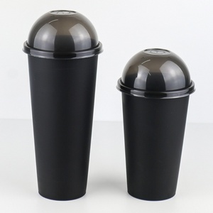 Couvercle à emporter écologique en plastique PP noir dépoli, qualité alimentaire, pour gobelet à injection de 90 mm avec paille intégrée - Product Image 2