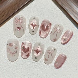 <span class=keywords><strong>Uñas</strong></span> Postizas con Diseño <span class=keywords><strong>de</strong></span> Corazón y Rosa en <span class=keywords><strong>Relieve</strong></span> Tridimensional, Color Oro Rosa, con Pegamento, Larga Duración, Venta al por Mayor - Product Image 6