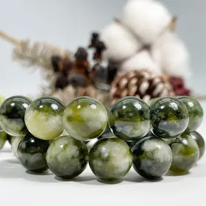 Hot Selling Beads für Jewelry Making Handmade Craft Natural Vine Flower Xiuyu Jade Round Loose Smooth Beads 15.5"