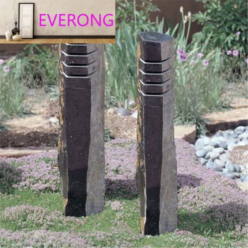 Basalt Polished Solar Stone Lantern Exterior for Garden Yard Court Decoration