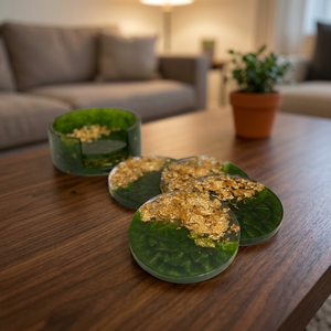 Sous-verres en résine époxy faits à la main, durables et écologiques, motif étoilé, élégants et scintillants, pour une décoration de table moderne et stylée - Product Image 1