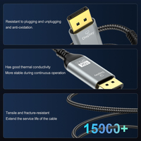 Nuevo Cable Adaptador Convertidor USB Tipo-C a DisplayPort 2.1 A302 de 16K, 54Gbps, Cable USB de Malla de Algodón y Lámina de Aluminio para Audio y Video