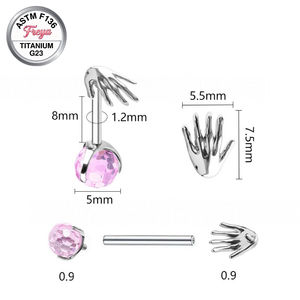 Boucles d'oreilles clous d'oreilles Punk en Titane ASTM-F136, avec Zircon coloré en forme de petites ampoules et griffes de démon, pour piercing hélix, bijoux de corps - Product Image 5