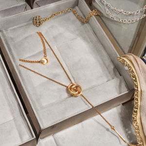 <span class=keywords><strong>Collar</strong></span> de Moda con Colgante de Cadena de Agua Plateada, Estilo Moderno, con Borla y Barra Larga, Doble Aro, Decoración para Fiesta - Product Image 3