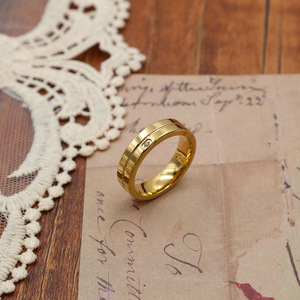 Geometric <b>Titanium</b> Steel <b>Ring</b> Gold Bezel Setting Unisex Everyday Wear - Product Image 3