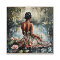 Peintures à l'huile modernes personnalisées femme africaine dos peint à la main peinture au pinceau décoration de la maison art peinture à l'huile