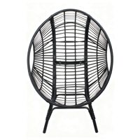 [Stock US] Fauteuil suspendu élégant en forme d'œuf avec dossier arqué, balançoire de patio avec coussin de 8 pouces en rotin PE, livraison rapide depuis les États-Unis, MOQ : 1 ensemble