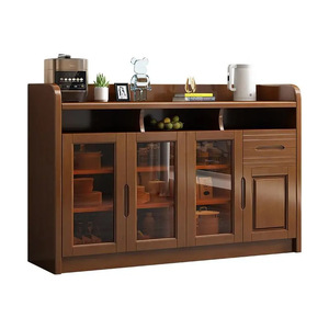 Dazhang Jiaju Solid Wood <b>Sideboard</b> 900mm High With Glass Doors Storage Cabinet For Kitchen And Living Room - Product Image 5