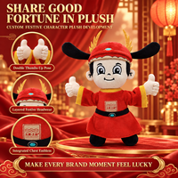 Figurine en peluche personnalisée de personnage festif porte-bonheur en pose pouce levé, poupée mascotte OEM/ODM pour cadeaux