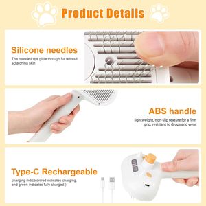 Spazzola a Vapore per Toelettatura di Animali Domestici Gatti per Rimuovere il Pelo Massaggiante e Modellante in Plastica - Product Image 6