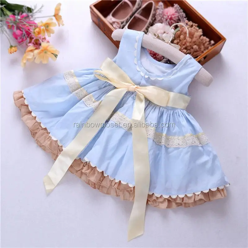 Infant Baby Girl's Spanish Princess Dress Sets Vintage Lace Bow Birthday Party Evening Dress 2pcs Fashion Clothing For Kids