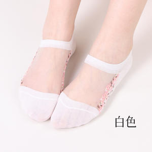 Calzini in Seta <span class=keywords><strong>Trasparente</strong></span> di Cristallo Moda Primavera-Estate, Stile Giapponese, Calzini a Barca per Donna, Calzini con Piccoli Fiori per Ragazze - Product Image 5