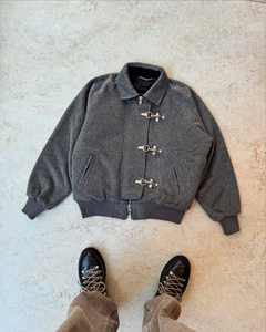 Kustom jaket wol pria grosir Zip up Boxy Fit ukuran besar Fireman gesper mewah kebesaran tahan air musim dingin jaket bulu - Product Image 1