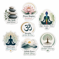 Autocollant en vinyle découpé sur mesure Yingao, autocollant imperméable de qualité professionnelle, symbole de lotus pour la méditation et le yoga, pour équipement de gym