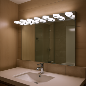 Lámpara de Espejo de Baño Moderna con LED, 52 Pulgadas, Acabado Cromado, 7 Luces Atenuables, Montaje en Pared, Luz Blanca Cálida 3500K - Product Image 2