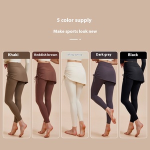 Femmes taille haute élastique danse Fitness pantalons de sport minceur Yoga Leggings cordon hanche couvrant <span class=keywords><strong>jupe</strong></span> solide pour le printemps - Product Image 4
