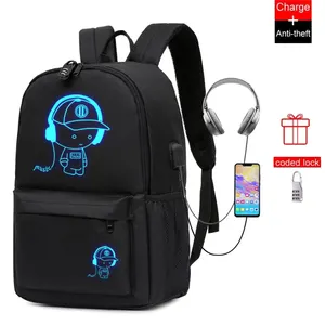 School Backpack Cool Luminous School Bag Unisex Laptop Bag with Pencil Bag for Boys Girls Teens