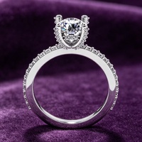 Bague de fiançailles et de mariage minimaliste en argent sterling 925 de 6,5 mm, certifiée GRA, couleur D, moissanite ronde à 4 griffes, passe le testeur de diamant