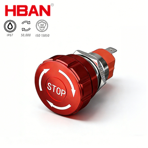 HBAN Aluminum Alloy 19mm Explosion-Proof Emergency Stop Button Push Switch With Laser Etched STOP Sign CE IP67 10A 250V