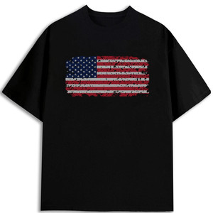 美国国旗印花男式厚重T恤 180GSM 100% 棉 常规版型 美国制造 - Product Image 1