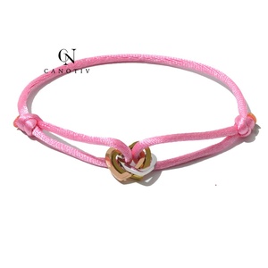 Braccialetti con ciondolo a cuore in acciaio oro, argento, oro rosa, con cordino intrecciato rosso e nero, gioielli fatti a mano, all'ingrosso - Product Image 2