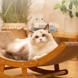 猫用爪とぎポール付きロッキングベッド、ロッキングチェア、段ボール製猫ハウス、麻布製爪とぎボード、四季対応耐久性のある爪とぎ - Product Image 4