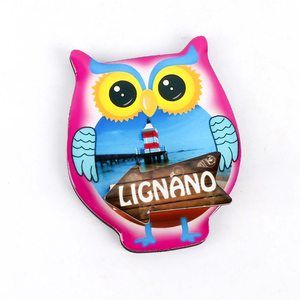Promosyon hediyeler turistik hediyelik eşya İtalya Lignano kentsel binalar özelleştirilmiş 3d hayvan baykuş Eva buzdolabı mıknatısı - Product Image 2
