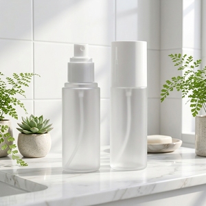 Botella de Plástico de 100 ml, Cilíndrica, con Hombro Plano, Vacía, Esmerilada, de PET, para Maquillaje, Limpiador Facial, Champú, Spray - Product Image 2