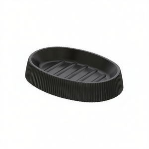 Porte-savon 12,5 x 9 x H2,4 cm, design côtelé noir, pour salle de bain - Product Image 2