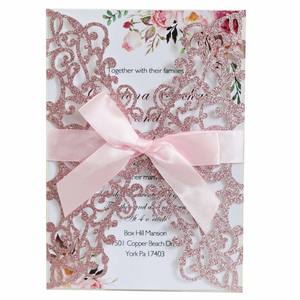 Cross-border Expor <b>Glitter</b> Paper Powdered Valentine's Day Invitations Laser Cut Stock Wholesale Dream Butterfly Vintage European - Product Image 6
