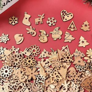 Wooden <b>Snowflake</b> Hanging Ornament Small 2-4 Inch Cartoon Christmas Tree <b>Decoration</b> Environmental Protection Material Laser Cut - Product Image 2