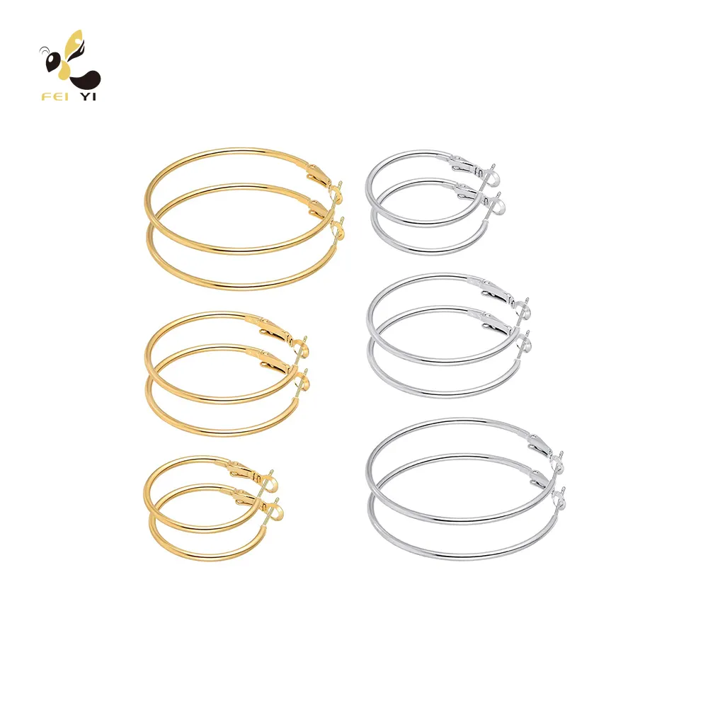 Brincos de argola banhados a ouro para mulheres e meninas, conjunto de 6 pares de argola hipoalergênica para mulheres, conjunto de brincos de argola