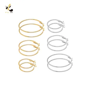 6 Pairs Stainless Steel Gold Plated Hoop Earrings for Women Girls, Hypoallergenic Hoops Women's Earrings Loop Earrings Set
