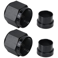 Racing Spec Aluminium Femelle AN3 Hardline Tube Écrou Raccord Poli Noir/Argent Haute Pression pour Conduites d'Huile Classe 4