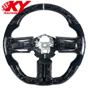 Volante deportivo personalizado de fibra de carbono forjada blanca y cuero para Ford Mustang S197 GT GT500 Shelby Super Snake 2005-2014 - Product Image 1