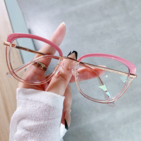Gafas de Sol Vintage de Ojo de Gato Extra Grandes y Encantadoras para Mujer, Montura Redonda de TR y Metal, Gafas Anti Luz Azul, Gafas Ópticas de Diseñador de Alta Calidad