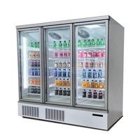 Congélateur vertical à porte vitrée à économie d'énergie pour supermarché commercial, vitrine réfrigérée multi-étagères