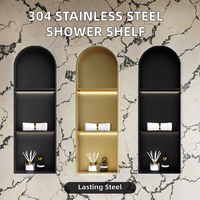 Niche de douche d'angle moderne à double niveau en acier inoxydable 304, étagère murale encastrée pour salle de bain, chambre, appartement, hôtel