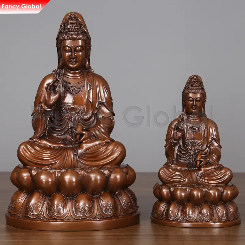 Hochwertige Heimdekoration traditionelle Kuan Yin Buddha-FigurstatuenBronze Kupfer Buddha-Statue Skulptur zu verkaufen