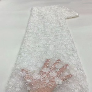 <strong>Heavy</strong> Industry Bead Tube Sequin Embroidery Mesh <strong>Lace</strong> <strong>Fabric</strong> Wedding Dress High-end Clothing <strong>Fabric</strong> Beads <strong>Lace</strong> - Product Image 3